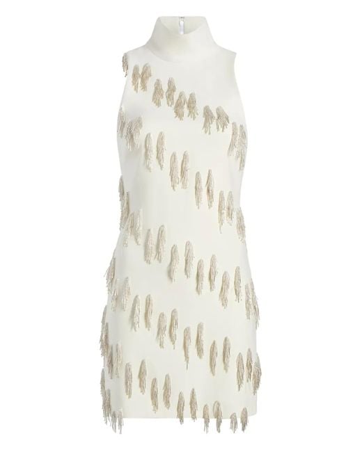 Cinq À Sept White Turtleneck Fringe Dress