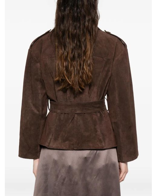 Blanca Vita Brown Belt Button Jacket