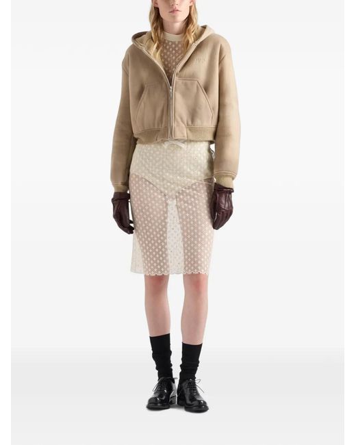 Prada Natural Hooded Shearling Jacket