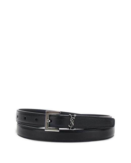 Saint Laurent White Cassandre Thin Belt