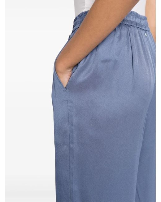 Lorena Antoniazzi Blue Satin Wide-Leg Track Pants