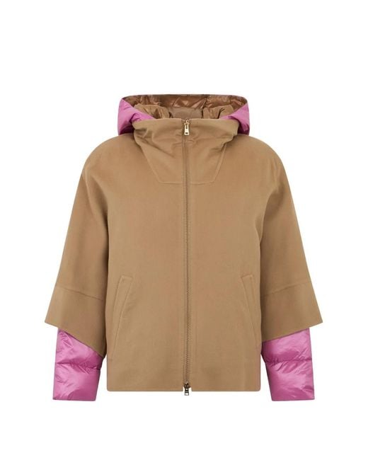 Herno Natural Hooded Layered-Sleeve Jacket