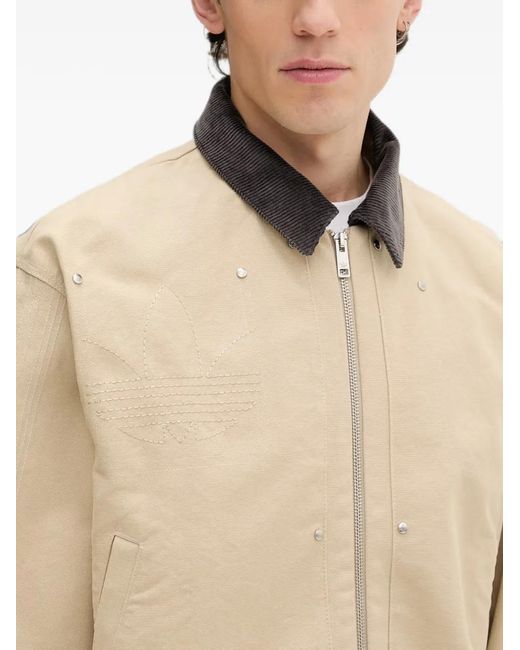 Adidas Natural Premium Essentials Corduroy-Collar Embroidered Bomber Jacket for men