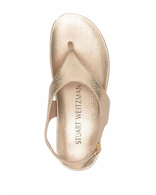 Stuart Weitzman Natural Metallic-Effect Open-Toe Sandals