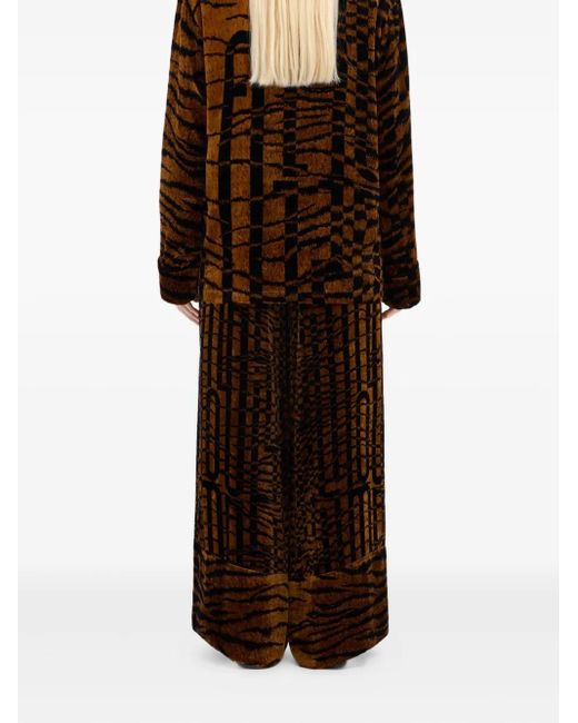 Pierre Louis Mascia Brown Tiger-Print Double-Breasted Jacket