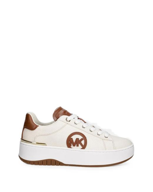 MICHAEL Michael Kors White Logo-Patch Platform Sneakers