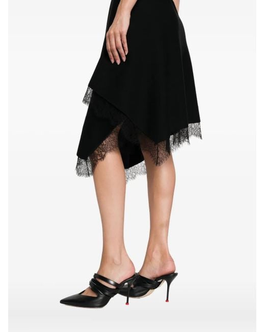 Alexander McQueen Black Lace-Trimmed Sleeveless Dress