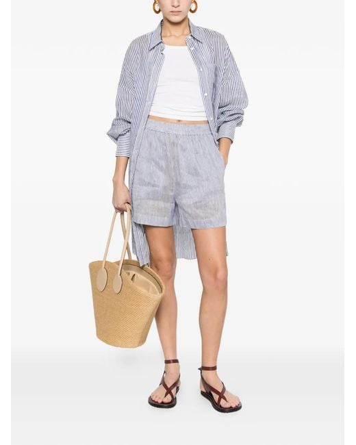 Brunello Cucinelli White Striped Elasticated Shorts