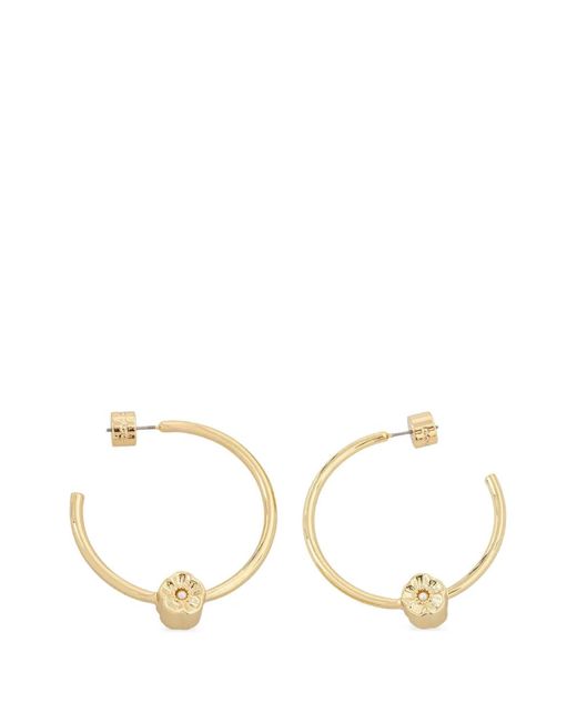 COACH Natural Tea Rose Hoop Earrings