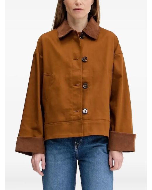 Barbour Orange Corduroy-Collar Buttoned Jacket