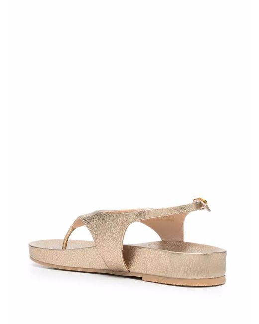 Stuart Weitzman Natural Metallic-Effect Open-Toe Sandals