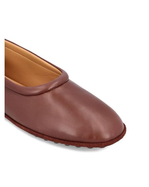Tod's Brown Metal Detailing Nappa Leather Ballerinas Shoes
