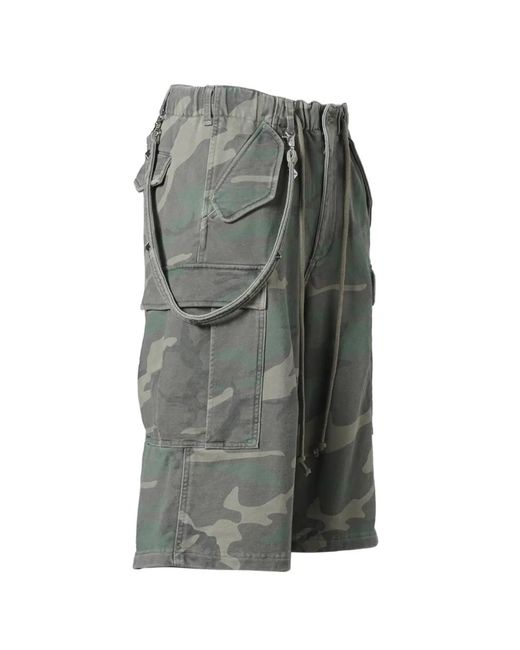 F.M.C.D. Gray Camouflage-Print Cargo Shorts for men