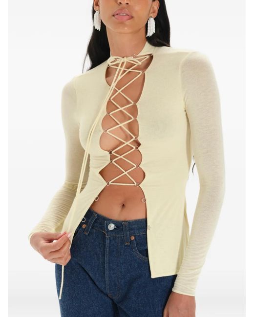 MANURI White Jamie Lace-Up Top