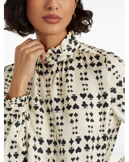 Chinti & Parker White Playing-Card Print Blouse