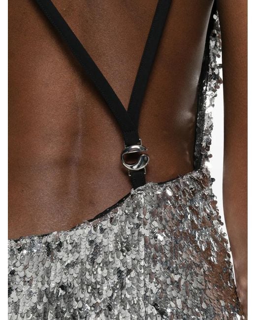 Coperni White Sequin-Embellished Maxi Dress