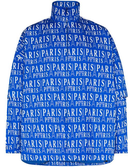 Chaqueta de chándal con estampado Paris Balenciaga de hombre de color Blue