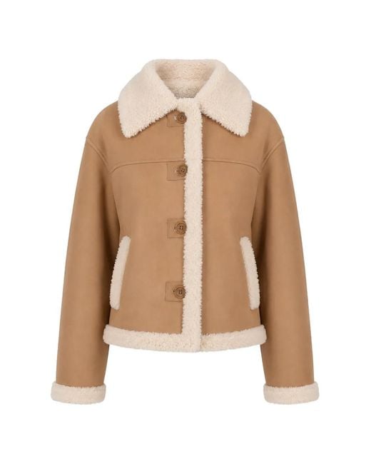P.A.R.O.S.H. Natural Montana Shearling-Trim Jacket