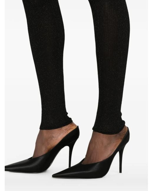 Dondup Gray Glitter-Effect Ribbed Leggings