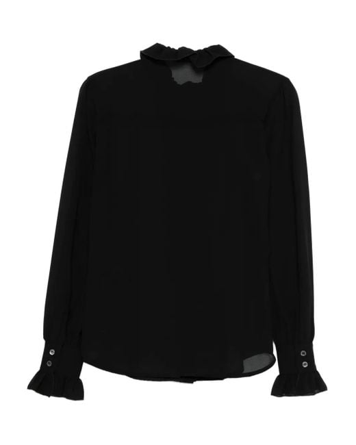 Vivetta Black Ruffled High-Neck Blouse