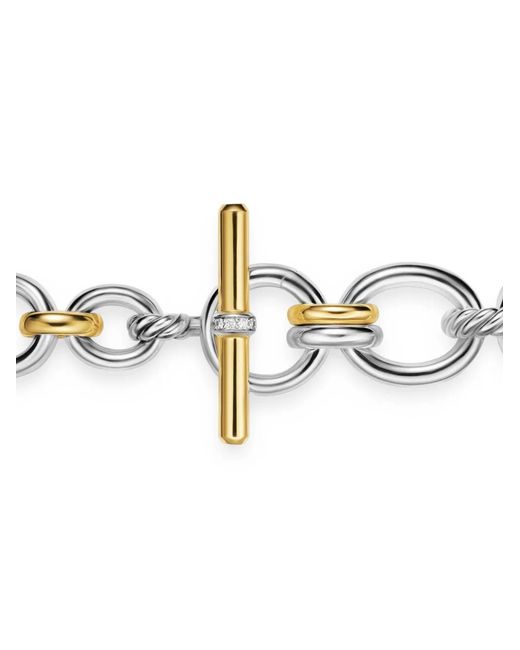 David Yurman Metallic 18K And Sterling Dy Mercer Petite Toggle Chain Diamond Necklace