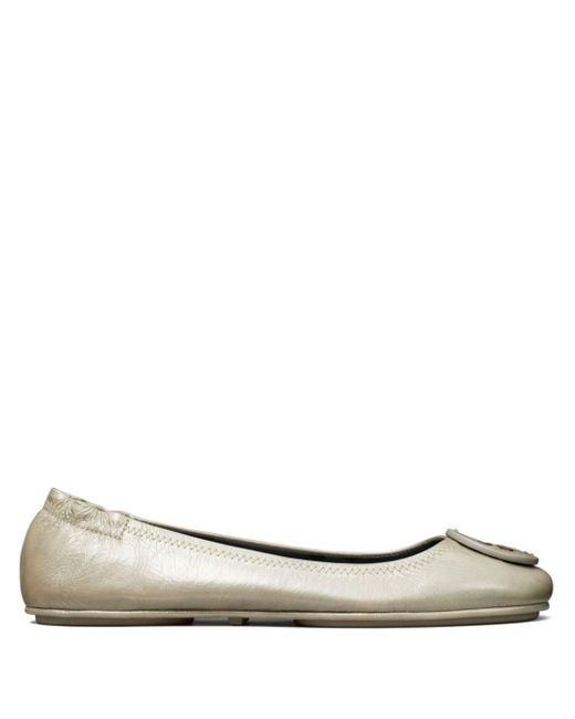 Tory Burch White Minnie Leather Ballerina Shoes