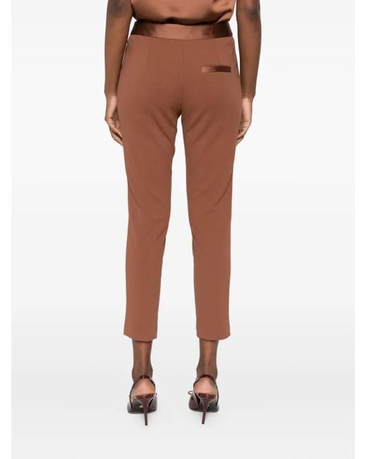 Imperial Brown Button-Fastening Satin-Waistband Trousers