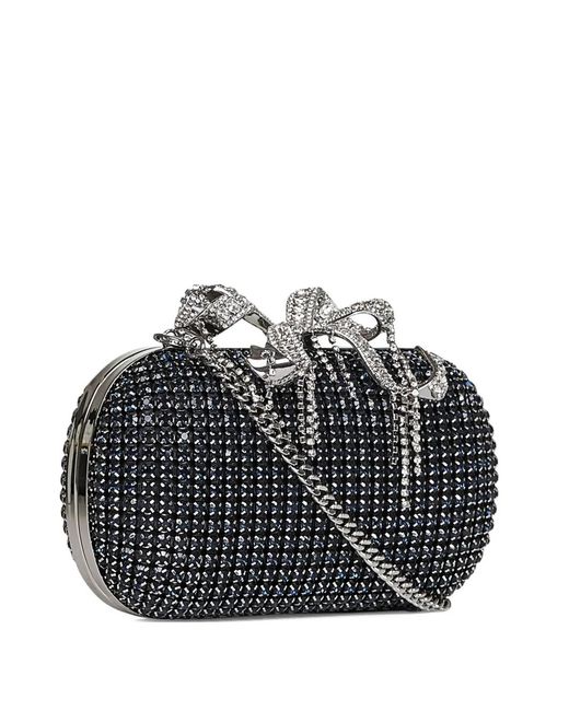 Self-Portrait Black Crystal-Embellished Clutch Bag