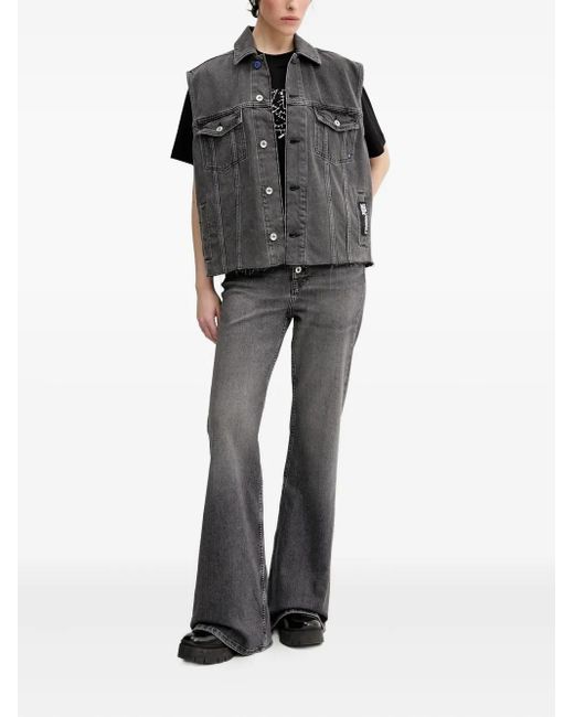 Karl Lagerfeld Black Frayed Denim Vest