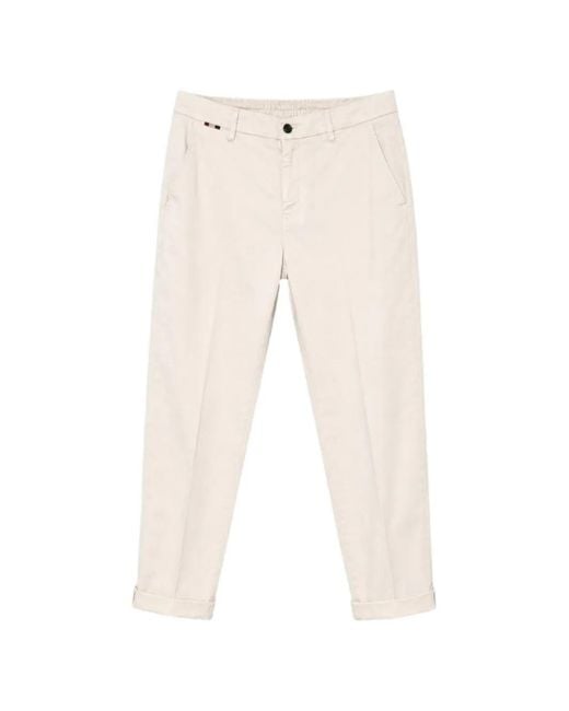 Mason's White Elasticated-Waistband Turn-Up Trousers for men