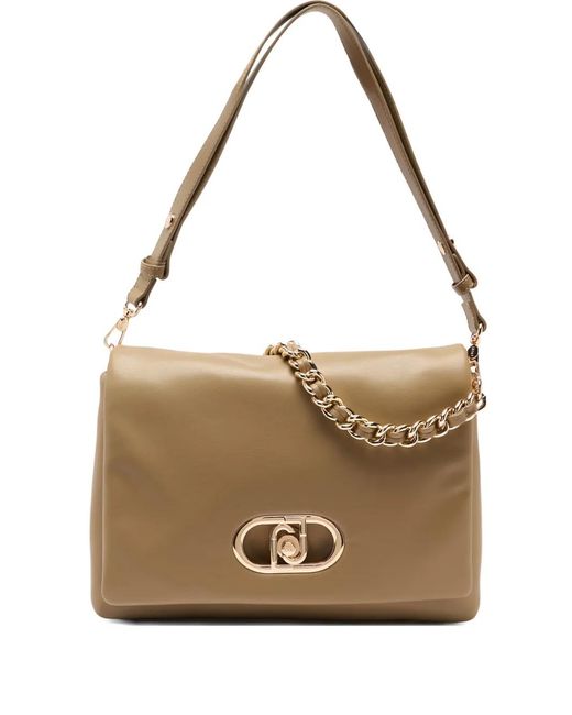 Liu Jo Metallic Lapuffy Large Braided Chain Logo Satchel