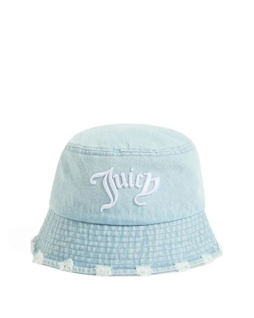 Juicy Couture Blue Logo-Embroidered Frayed Bucket Hat