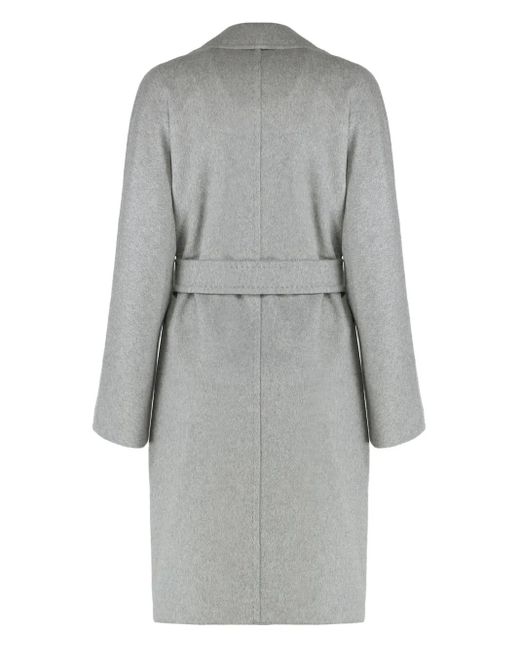 Max Mara Gray Double-Breasted Belted Coat