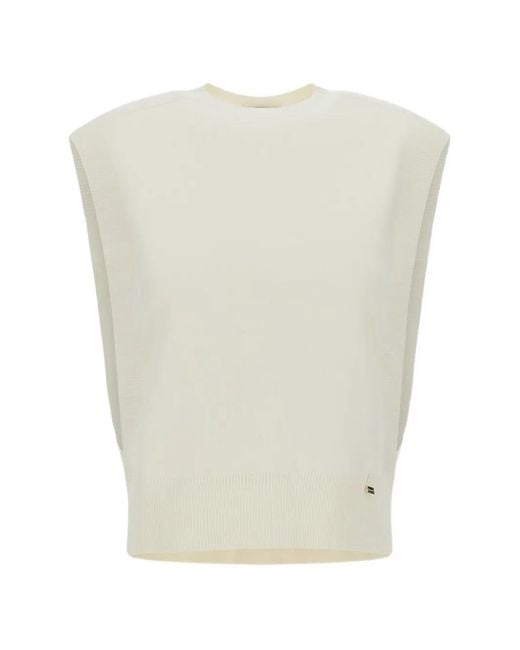 Herno White Ribbed-Hem Tank Top