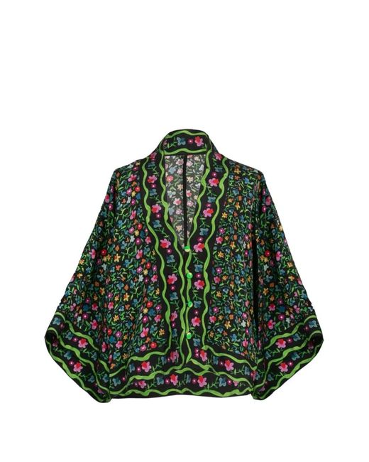 Celiab Green Hala Floral-Print Top
