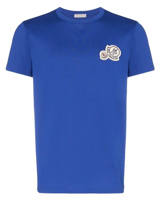 Moncler T-shirt Met Dubbelzijdige Logoprint in het Blue voor heren