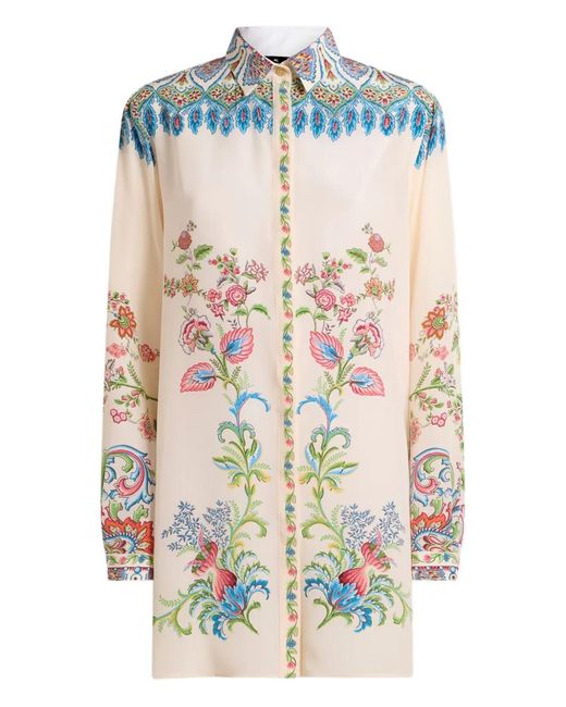 Etro White Long Shirt With Side Vents