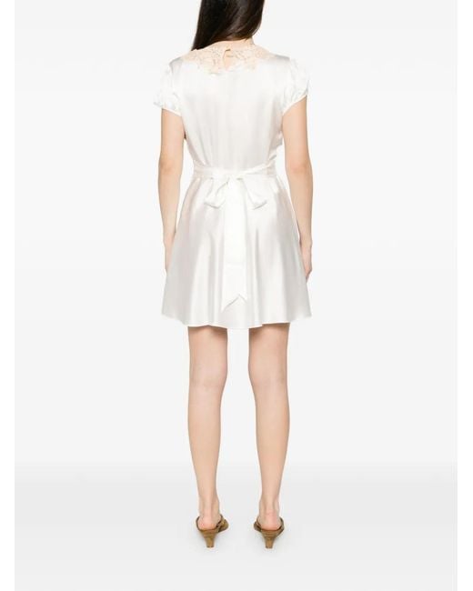 Doen White Junia Lace-Trim Mini Dress