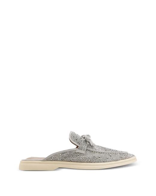 Nicoli White Jezelinda Rhinestone Bow-Detail Mules