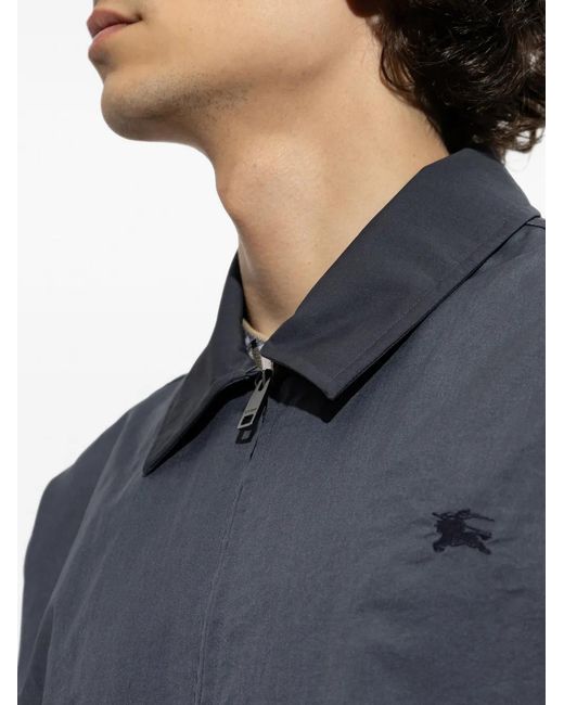 Burberry Blue Ollie Logo-Embroidered Shirt Jacket for men