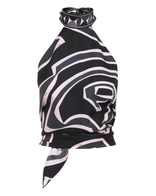 Top con motivo abstracto Emilio Pucci de color Black