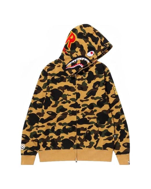 A Bathing Ape Yellow 1St Camo Shark Hoodie for men