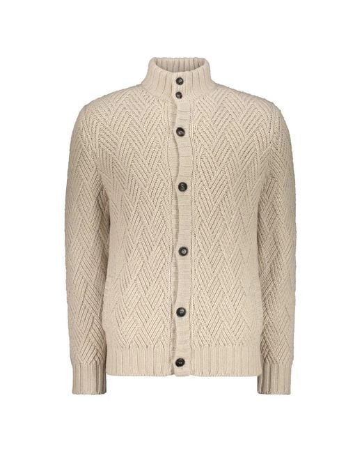 Fedeli Natural Cable-Knit Button Cardigan for men