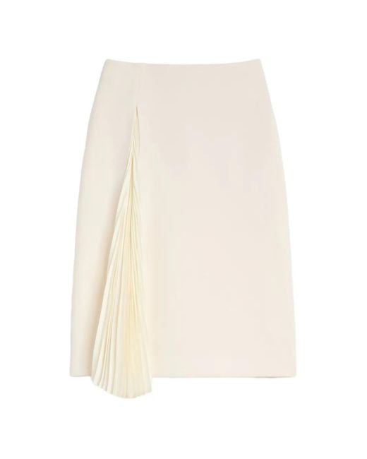 Jil Sander White Pleated Asymmetric Midi Skirt