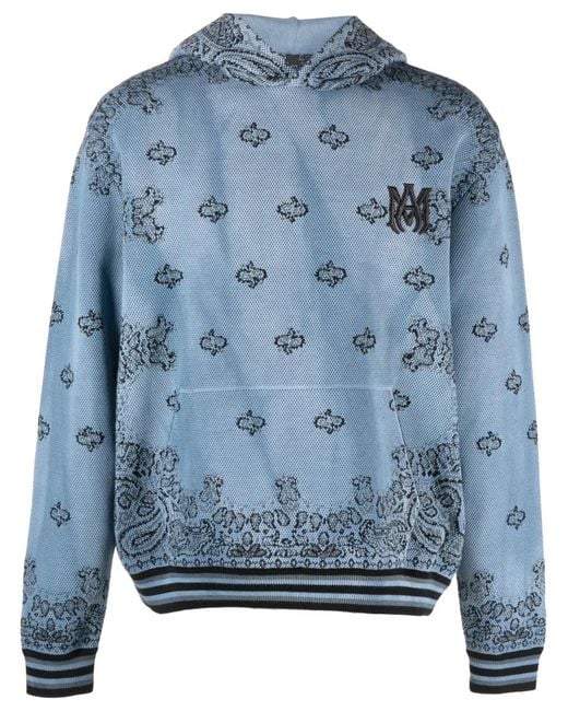 Amiri Blue Bandana Basketball Hoodie for men