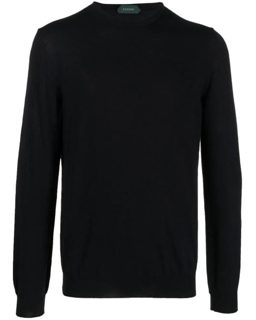 Zanone Black Crew-Neck Long-Sleeve Jumper for men