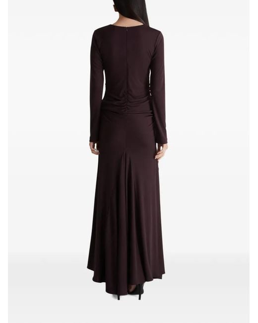 Violante Nessi Brown Mengoni Ruched Gown