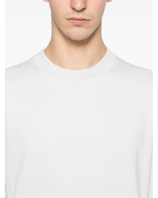 Stone Island White Long-Sleeve Crewneck Sweatshirt With Compass Patch for men