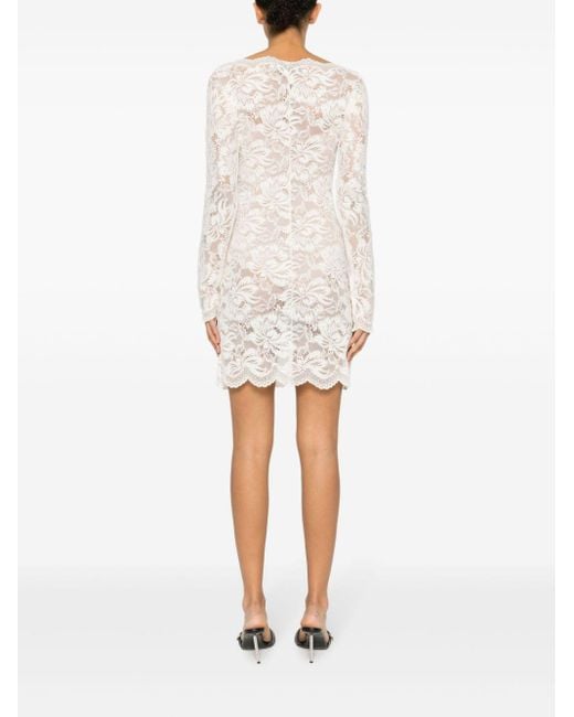 Rabanne White Floral-lace Mini Dress
