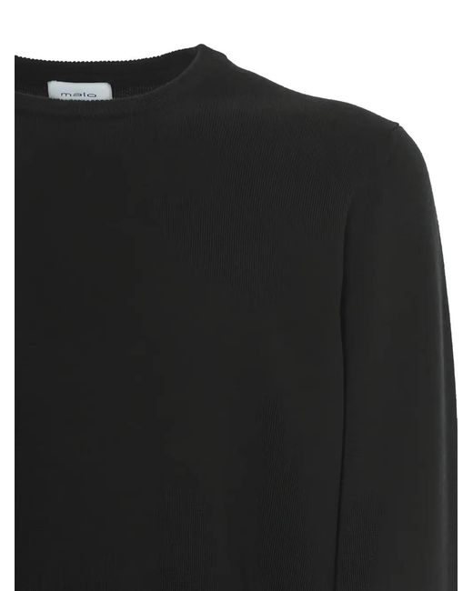 Malo Black Crew-Neck Long-Sleeve Sweater for men